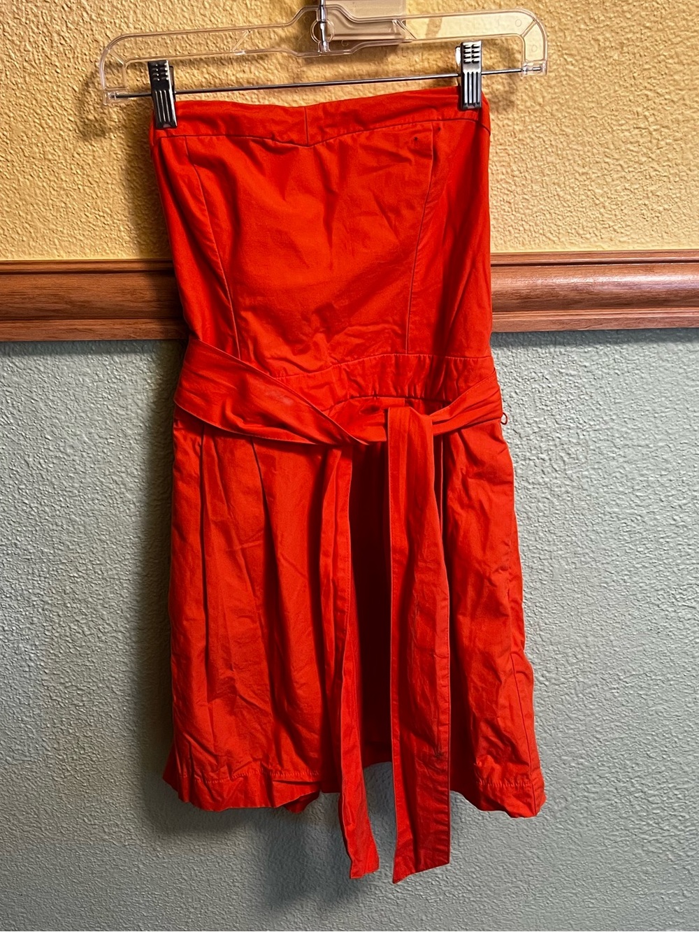 Abercrombie & Fitch Orange Strapless Tie-Waist Mini Dress #abercrombie #reddress